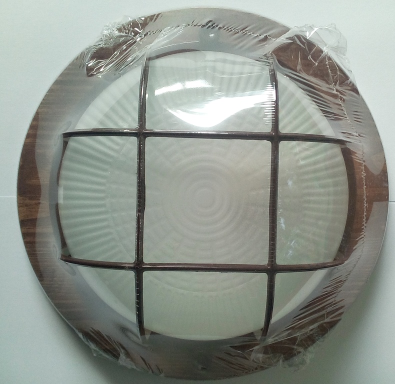 Светильник НБО 03-60-022 круг орех с решеткой